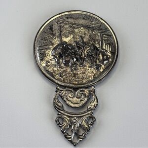 Antique Silver Plated Danish Mini Hand Mirror